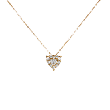 Pendente grande oro giallo 18K con diamanti con centrale heart cut