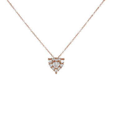 Pendente grande oro rosa 18K con diamanti con centrale heart cut