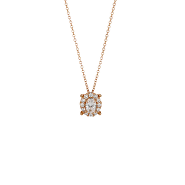 Pendente grande oro rosa 18K diamanti con centrale oval cut