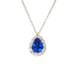 Pendente oro bianco 18K con diamanti con zaffiro centrale a goccia