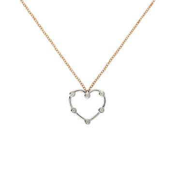 Pendente Cuore Oro Rosa/Bianco 18K con Diamanti