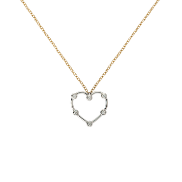 Pendente Cuore Oro Giallo/Bianco 18K con Diamanti