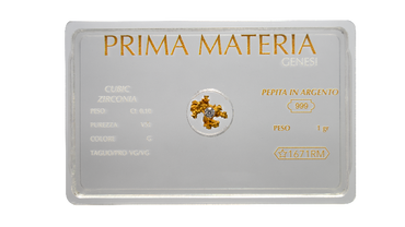 Diamante F - SI1 e pepita in oro 999 in blister da 0.01 a 0.20 ct