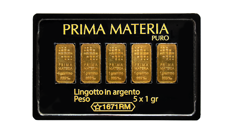 5 lingotti da 1 grammo in oro 999 in blister