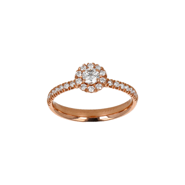 Anello oro rosa 18K con diamanti centrale con pavè da 0.37 a 0.56 ct