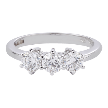 Anello Trilogy oro bianco 18K con diamanti da 0.06 a 0.60 ct