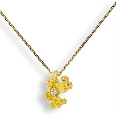 Catena in oro BT bianco e pepita in oro 999