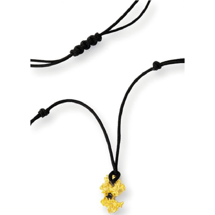 Pendente corda con BT nero e pepita in oro 999