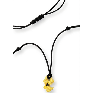 Pendente corda con BT nero e pepita in oro 999