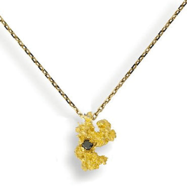 Catena in oro con BT neri e pepita in oro 999