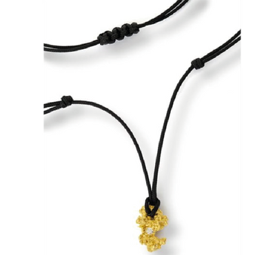 Pendente corda con BT bianco e pepita in oro 999