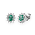 Orecchini Oro bianco 18K con diamanti con centrale smeraldo