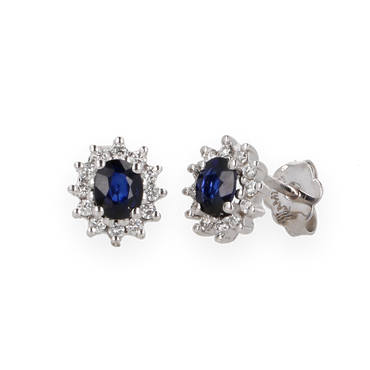 Orecchini in Oro 18K Diamanti con Centrali Zaffiri