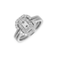 Anello Doppio Contorno Oro Bianco 18K con Diamanti Round e Emerald Cut