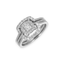 Anello Doppio Contorno Oro Bianco 18K con Diamanti Round e Princess Cut