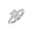 Anello Oro Bianco 18K con Diamanti Round e Emerald Cut