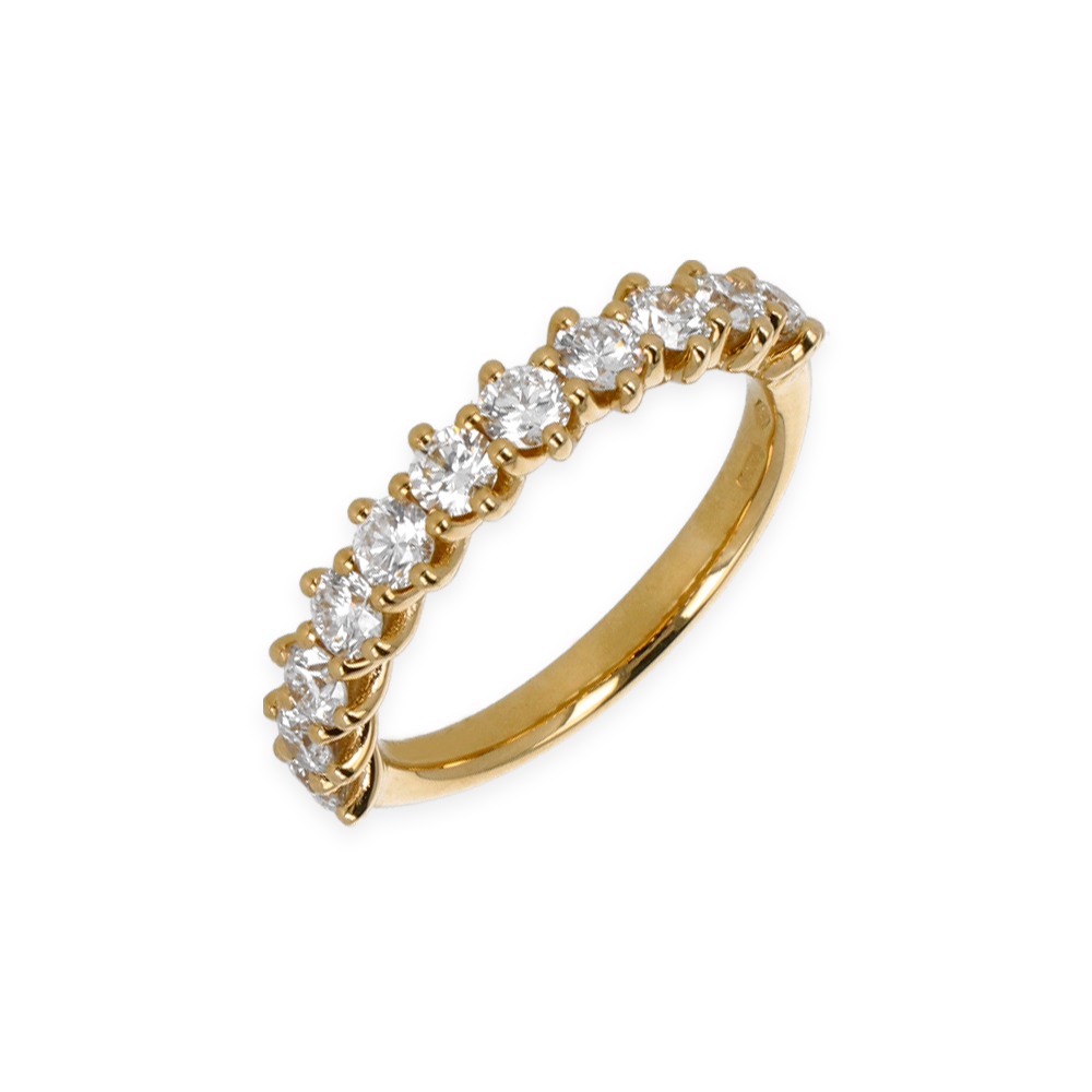 Fedina mezza veretta in Oro Giallo 18k con Diamanti da 0.25 a 1.15 ct