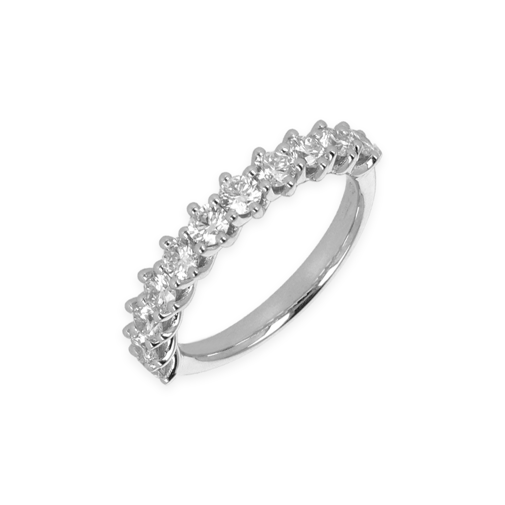 Fedina mezza veretta in Oro Bianco 18k con Diamanti da 0.25-1.15 ct