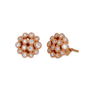 Orecchini oro rosa 18K con diamanti tondi pavè