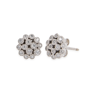 Orecchini oro bianco 18K con diamanti tondi pavè