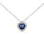 Ciondolo in oro Bianco 18K Diamanti e Centrale Cuore Zaffiro