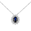 Ciondolo in oro Bianco 18K Diamanti e Centrale Zaffiro