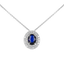 Pendente in oro Bianco 18K Diamanti e Centrale Zaffiro