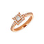 Anello Oro Rosa 18K con Diamanti Round e Princess Cut