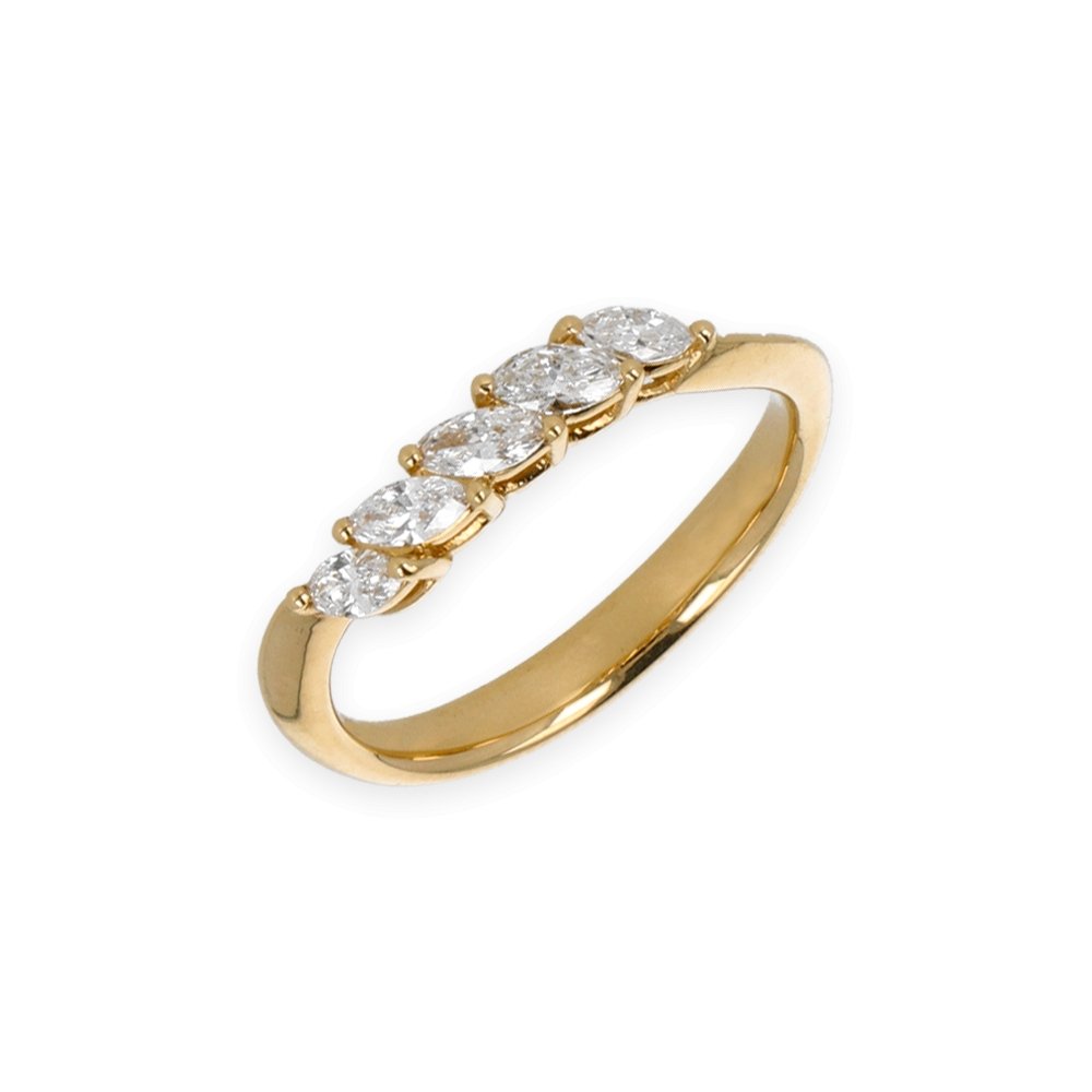 Fedina Oro Giallo 18K a 5 Pietre Taglio Navette - Namuri - Il nostro modo di dire amore