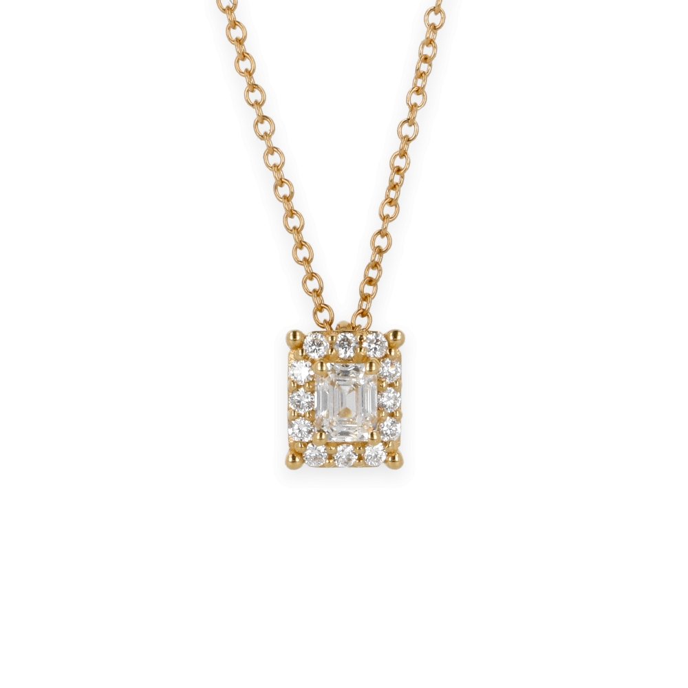 Pendente Oro Giallo con Diamanti Round e Emerald Cut - Namuri - Il nostro modo di dire amore